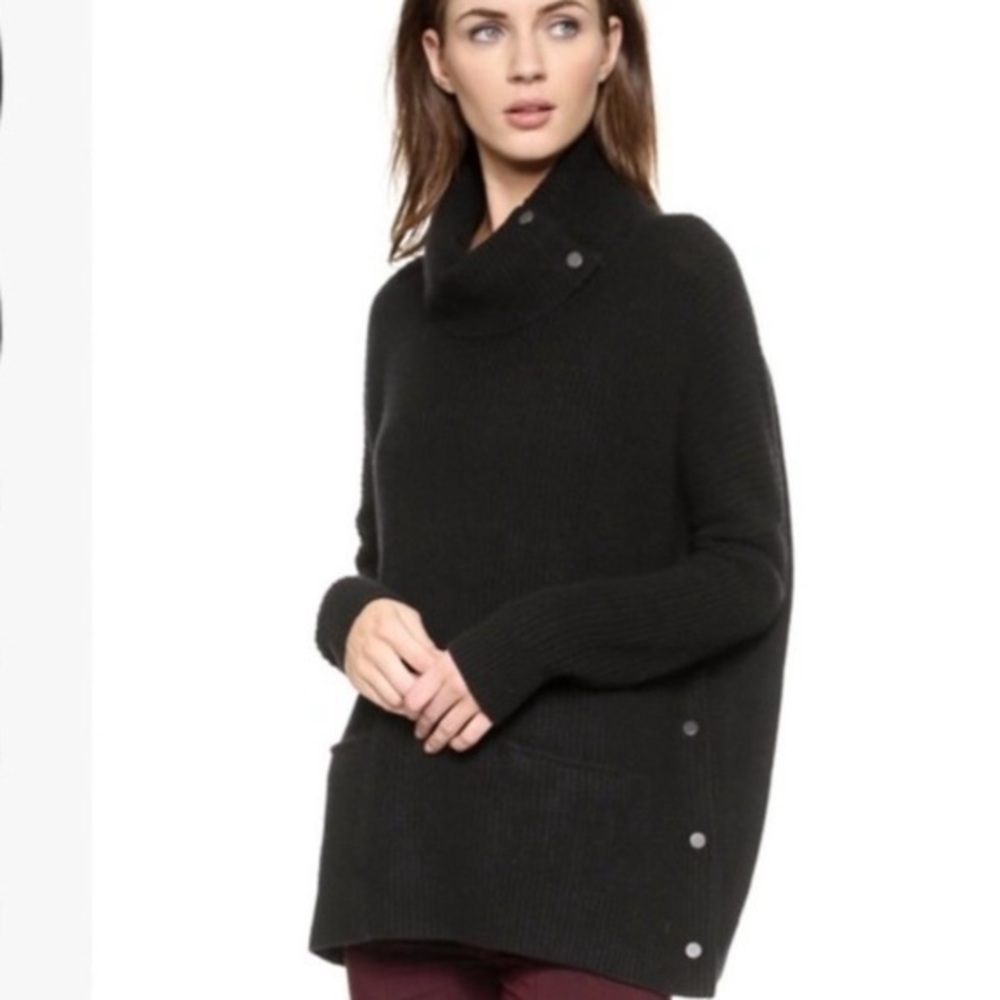 VINCE Wool/Yak Blend Black Oversized Turtleneck Sweater XS